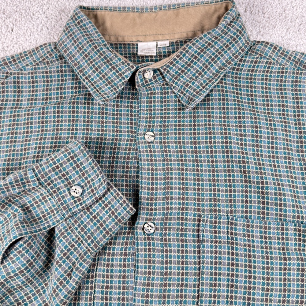 The Territory Ahead Button Down Shirt Mens XXL Blue Plaid Long Sleeve Cotton 2XL